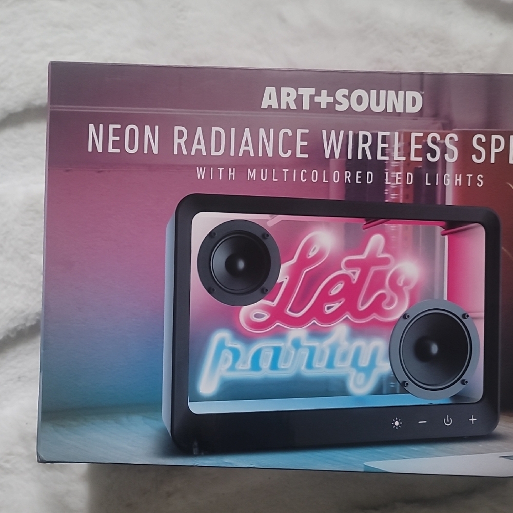 Art + Sound Neon Radiance Wireless Speaker with Multicolored LED Lights